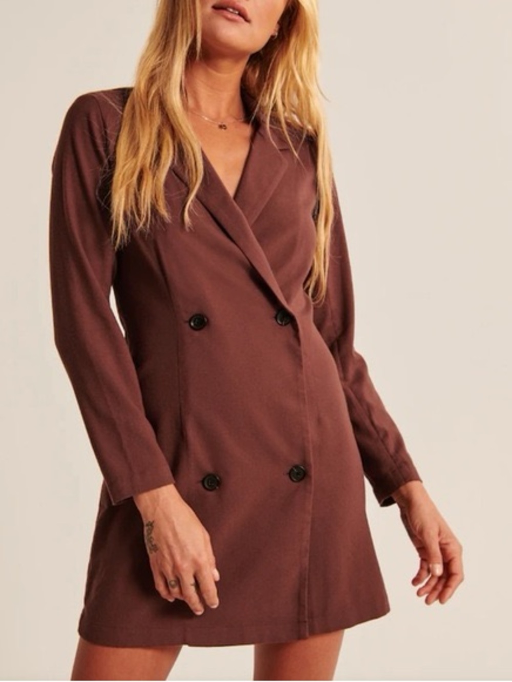 Abercrombie lightweight trench long double breasted jacket brown M